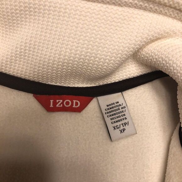 Izod Cream Long Sleeve Knit/Fleece Lined Jacket - Picture 3 of 8